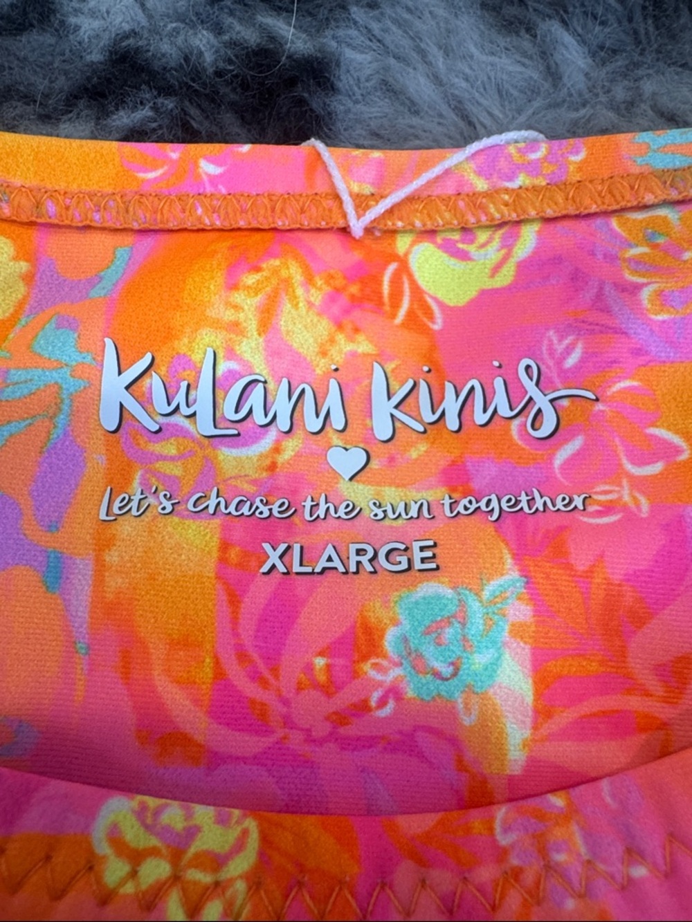 Kulani Kinis Pink Orange Floral Swim Top - Picture 2 of 6